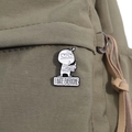 Funny enamel pin badge with 'I HATE EVERYONE' text on green canvas bag - 162*Middle Finger Figure I Hate Everyone