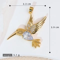 Ciondolo a forma di colibrì dorato con cristalli trasparenti da 3,3 x 3,9 cm per DIY - Colibrì in zirconia a goccia
