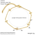 18K gold plated stainless steel cross pendant bracelet with 18+5cm adjustable chain - Gold Religious Cross Motif Style (SH874G)