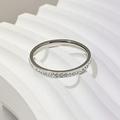 Silver-colored rotatable titanium steel ring featuring sparkling micro-paved rhinestones - Size 7 / Steel Color Full Pave