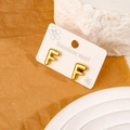 Elegant gold plated stainless steel stud earrings featuring a minimalist letter F design - Letter F