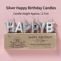 Silver metallic Happy Birthday letter candles in gold box for creative cake decoration - Silver HB Alphabet Candle / 13 Pcs/Box / Silver