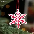 Wooden snowflake ornament with heart cutouts and red cord hanging on a Christmas tree - Snowflake Style 2