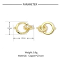 Technical diagram of heart pendant with 18mm by 11mm dimensions and zircon material - Interlocking Rings / Gold