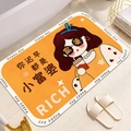 Absorbent orange cartoon bath mat featuring rich character and anti-slip texture - Little Rich Girl (Orange)