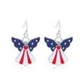 Independence Day angel earrings with US flag pattern and enamel finish on white background - Style 2-Star and Stripes Angel Red Heart Earrings