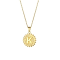 Gold stainless steel necklace featuring a round pendant with a beaded K initial - Letter K
