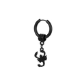 Macro view of black punk style hoop earring featuring a detailed scorpion charm pendant - Black Scorpion