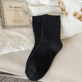 Thick black thermal crew socks for winter made of soft cozy fleece material - One Size / Black