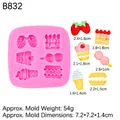 Pink silicone mold for dessert shapes including strawberry, cake, and macaron crafts - 6# Dessert Shape (B832) / Pink