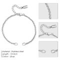 Silver stainless steel chain bracelet with lobster clasp and extension, 15+3cm length - O Chain / Steel