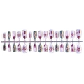 3D-bloemen kunstnagels set met paarse bloemen, parels en kristallen op witte basis - Strip-stijl (B1-14063)