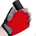 Half-finger sports gloves in red, grey, and black design with non-slip grip - Basic Anti-Slip Red