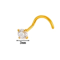 Piercing de nariz en titanio G23 dorado de 3mm con circón redondo brillante engastado - 3mm / Dorado