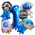 Detailset Weltraum-Luftballons mit Astronautenrakete und Nummer Eins für Jungen - Astronaut Weltraum Nummer 1