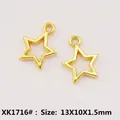 Pendentifs étoiles creuses dorées de 13x10mm pour la création de bijoux DIY - XK1716# Or