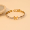 Bracciale a farfalla dorato con zirconi rettangolari e catena a maglie regolabile - Stile Farfalla Dorata (B565-7#)