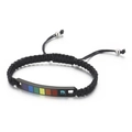 Pulsera ajustable de cuerda trenzada negra con barra curva de acero con arco iris - Estilo Trenzado de Arco Iris Negro (KB161260-WGSF)
