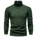 Macro detail of dark green ribbed knit texture on a men's turtleneck sweater - Turtleneck Army Green