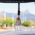 Square crystal car perfume pendant with silver hollow pattern and brown braided cord - Square Hanging Bottle