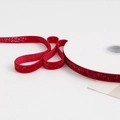 Dark red velvet Christmas ribbon with silver glitter on a white spool for gift wrapping - Starlight Ribbon 1cm Red 10 Yards