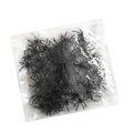 Pack of small black plastic spiders for Halloween decor, shown in clear plastic bag - 1 Pack of 100 Black Spiders