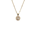 Goldene Satelliten-Halskette mit herzförmigem Zirkonia-Anhänger und funkelndem Pavé-Rand - 40+5CM Perlenkette / Weiß