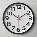 Orologio da parete rotondo minimalista con cornice nera, numeri 3D e lancetta dei secondi rossa - Bianco Cornice Nera