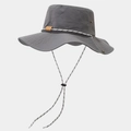 Waterproof wide brim outdoor hiking hat in grey with windproof adjustable strap - Gray