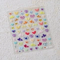 3D heart nail stickers M-565 with colorful glitter and pearlescent heart designs - 3D Colorful Hearts Style (M-565)
