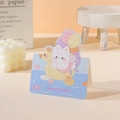 Cartoon white cat and duck folding greeting card with Have Funny text design - Balloon