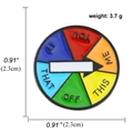 Rotating enamel pin with colorful sections and decision text, size 0.91 inch and 3.7g - Rainbow Rotating Text Dial Style (A00701)
