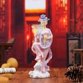 Classical resin Dunhuang flying fairy figurine in soft pink with lotus on clouds - Small Luohua Style (T0005-4)