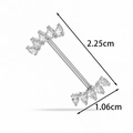Silver G23 titanium butterfly nipple ring with zircon crown ends and size markings - Waterdrop Crown (T2548-4#) / Silver