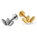 Studs de lèvre en acier inoxydable argent et or avec design à trois pétales de 7,8 mm - Trèfle à Trois Feuilles-NO 15