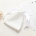 Elegant small white satin drawstring storage pouch with matching ribbon for cosmetics - White
