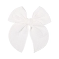 White 5.4-inch cotton jacquard fabric bow hair clip with textured swallowtail design - White (3)