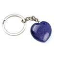 30mm heart-shaped blue goldstone crystal keychain with silver ring and chain detail - Blue Goldstone (Synthetic)