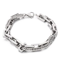 Minimalistisches doppellagiges Silber-Edelstahlarmband mit kubanischen Gliederketten - Doppellagige Kette / Silber (KB156606-KLHQ)
