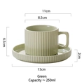 Set tazzina da caffè e piattino in ceramica verde chiaro con trama a coste verticali 250ml - 250ML / verde chiaro