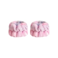 Pink and purple gradient tie-dye plush wristband set for face washing on white backdrop - Gradient Wristband 6 (Pair)