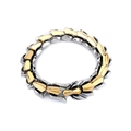 Macro detail of two-tone gold and silver dragon scale links on a steel bracelet - 19cm / Gold and Silver Two-tone