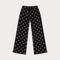 Pantalón deportivo ancho de algodón negro con estampado de estrellas y cordón ajustable - XS / Negro