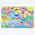 24-piece wooden kids jigsaw puzzle featuring a vibrant summer swimming pool cartoon scene - Children's Day Swimming