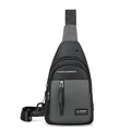 Waterproof men's gray and black crossbody chest bag with USB port for travel and work - Style 2 / Gray