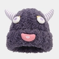 Berretto in peluche mostro viola con corna e grandi occhi per l'inverno e le feste - Grigio
