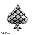 Black foil spade balloon with white spade patterns for casino theme parties 54x70cm - Poker Spade