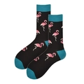Bunte Flamingo-Socken in Schwarz und Blau für Damen und Herren im Paar - 38-46 / Schwarzer Flamingo