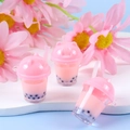 Pink 3D creative cat bubble tea cup charms for DIY keychains and bag accessories - Pink