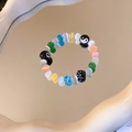 Detailed view of colorful glass beaded bracelet with Y2K style dice and yin-yang charms - Multicolor-Tai Chi-No.8 Ball